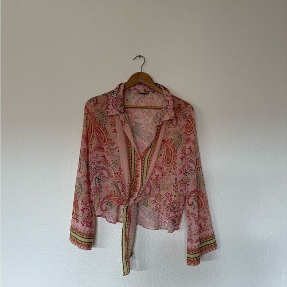 Paisley Print Pink Blouse - Picture 2 of 4